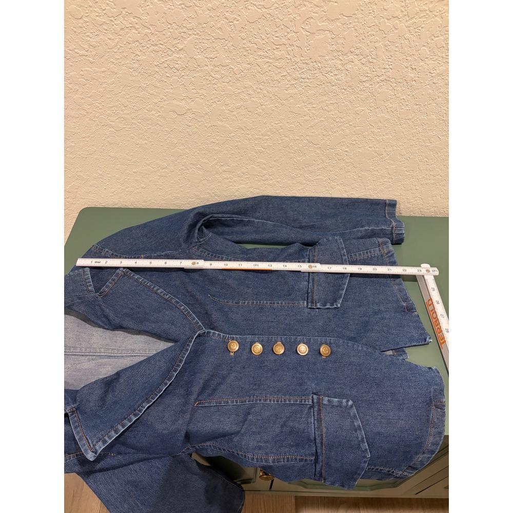 Taifun Collection Womens Denim Blazer Jacket Blue Medium Wash Size 6 Tailored - Picture 7 of 7
